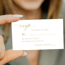 Carte De Correspondance Budget simple minimaliste script or mariage RSVP