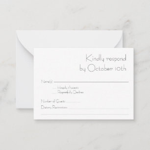 Carte De Correspondance Budget Simple Moderne Typographie Noir Blanc RSVP 