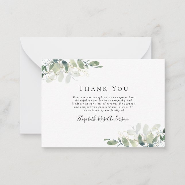 Carte De Correspondance BUDGET Sympathie Eucalyptus Funérailles Merci Note (Devant)