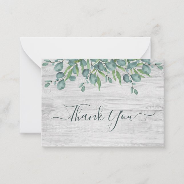 Carte De Correspondance Budget Vert Eucalyptus Mariage Merci note (Devant)