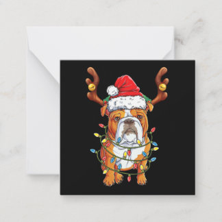 Carte De Correspondance Bulldog Renne Noël Drôle