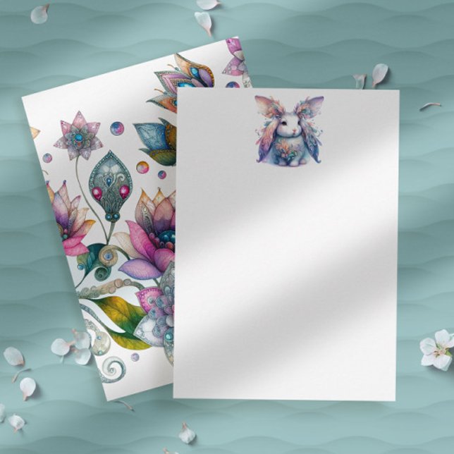 Carte de correspondance Bunny de Pâques pastel (Easter bunny notecard pastel watercolor art unique to Do Tell A Belle)