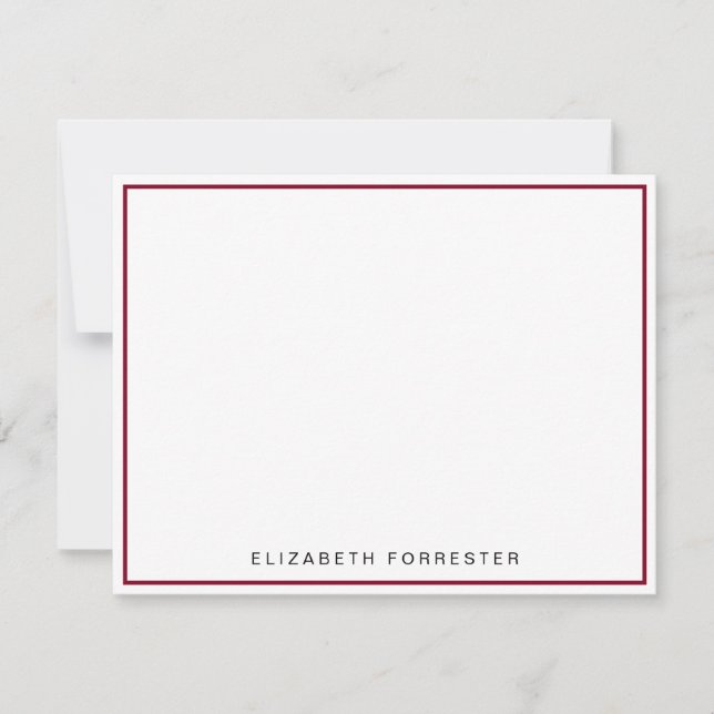 Carte De Correspondance Burgundy Red Classic Bordure simple (Devant)
