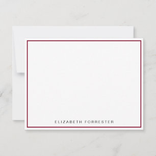 Carte De Correspondance Burgundy Red Classic Bordure simple