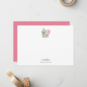 Carte De Correspondance Cactus avec cœur rose