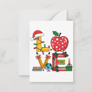 Carte De Correspondance Cadeau Enseignant   Crayon Apple Livres Amour