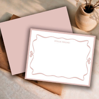 Carte De Correspondance Cadre minimaliste doodle rose poussiéreuse personn
