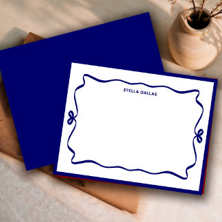 Carte De Correspondance Cadre minimaliste personnalisé bleu marine Doodle