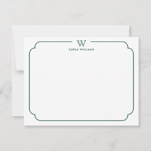 Carte De Correspondance Cadre Orné Vert Forme Chic Famille Monogramme