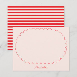 Carte De Correspondance Cadre personnalisé avec nom en écriture rose rouge