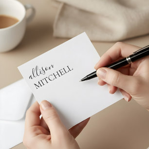 Carte De Correspondance Calligraphie de script moderne blanc