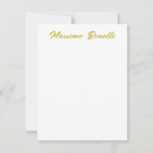 Carte De Correspondance Calligraphie Élégant Or Blanc Simple Nom
