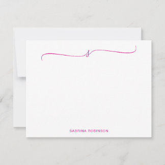 Carte De Correspondance Calligraphie magenta minimaliste classique