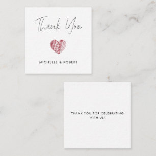 Carte De Correspondance Calligraphie manuscrite Red Heart Merci