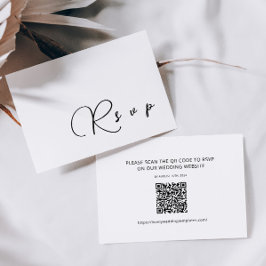 Carte De Correspondance Calligraphie minimaliste Mariage RSVP QR Code Card