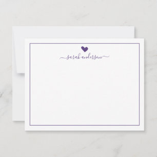 Carte De Correspondance Calligraphie moderne Purple Heart Personnalisé
