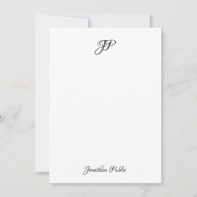 Carte De Correspondance Calligraphie personnalisée Texte élégant Monogramm (Devant)
