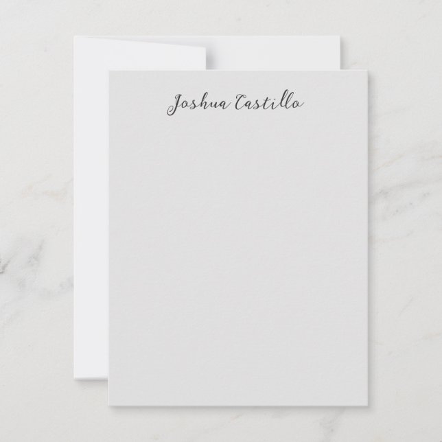 Carte De Correspondance Calligraphie Simple Gris Nom Professionnel (Devant)