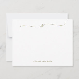 Carte De Correspondance Calligraphie verte minimaliste classique