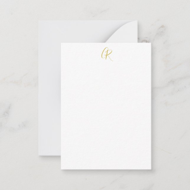 Carte De Correspondance Calligraphy Gold Color Monogram Modern Minimalist  (Devant)