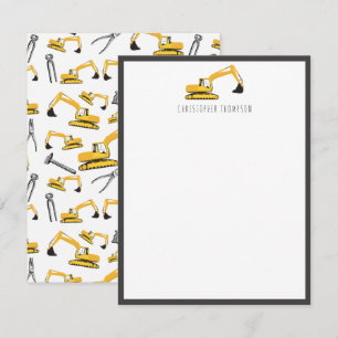 Carte De Correspondance Camions de construction d'excavatrice Outils pour 