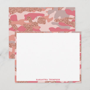 Carte De Correspondance Camouflage Rose Gold Blush Pink Camo Motif de l'ar