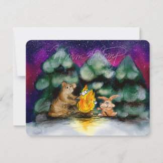 Carte De Correspondance Campfire Winter Forest Animals Note Cards