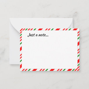 Carte De Correspondance Candy Cane Rouge Vert Blanc Noël Juste une note