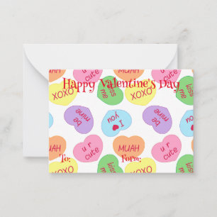 Carte De Correspondance Candy Hearts Valentine's Day Note Card
