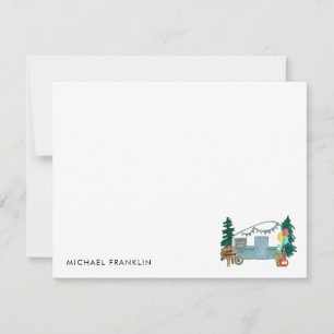 Carte De Correspondance Caravane Arbres Camping Ballon Enfants Anniversair