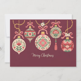 Carte De Correspondance Card of Christmas Ornaments  With Floral Patterns