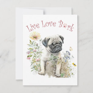 Carte De Correspondance Carlin Chien Maman Florale