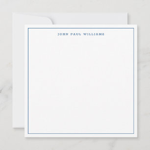 Carte De Correspondance Carré de bordure mince bleu marine simple minimali