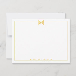 Carte De Correspondance Carré Monogramme moderne Mustard