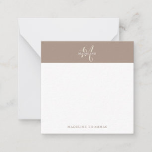 Carte De Correspondance Carré Warmth Beige Monogramme Script