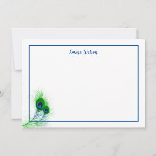 Carte De Correspondance Cartes-Plumes Peacock à note plate