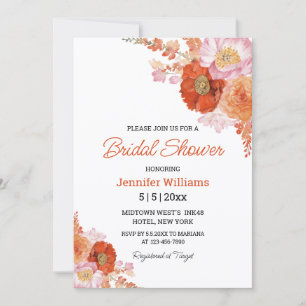 Carte De Correspondance carton d'invitation de mariage floral orange aquar