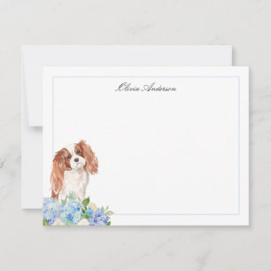 Carte De Correspondance Cavalier King Charles Spaniel Blue Hydrangea