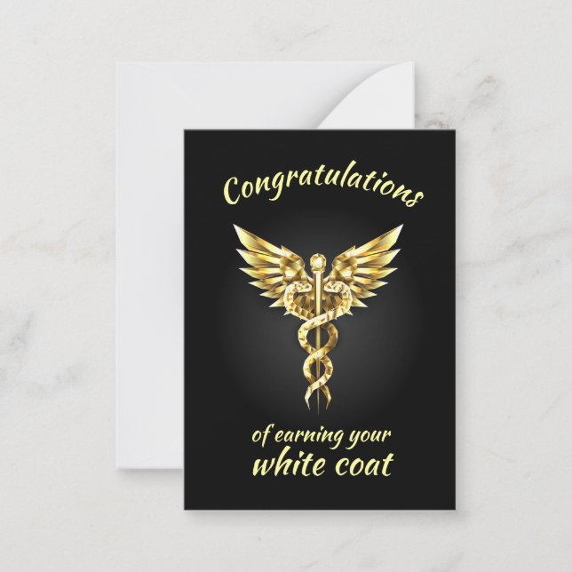 Carte De Correspondance Cérémonie du manteau blanc Gold Médicale (Devant)