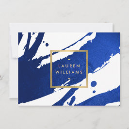 Carte De Correspondance Certificat cadeau Indigo Blue Brushstrokes Abstrai