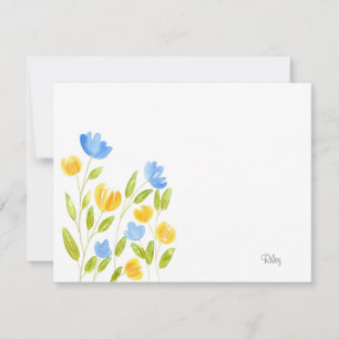 Carte De Correspondance Champ de fleurs bleu jaune