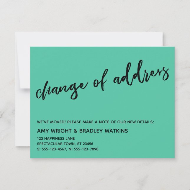 Carte De Correspondance Changement décontracté d'adresse Biscay Green Fair (Devant)