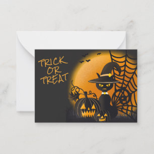 Carte De Correspondance Chapeau de sorcière de chat noir effrayant Hallowe