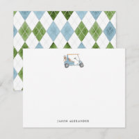 Chariot de golf bleu aquarelle Golfeur 