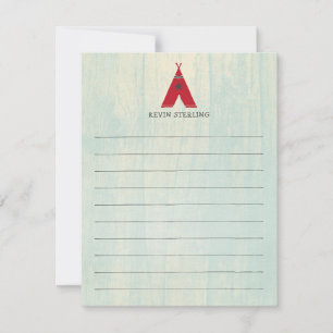 Carte De Correspondance Charming Red Tente sur Turquoise Personnel