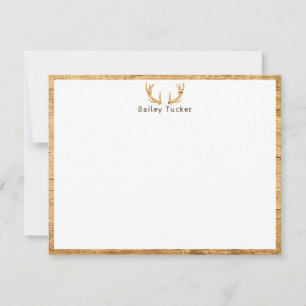 Carte De Correspondance Chasse au bois rustique Chasse au cerf Antlers Cus