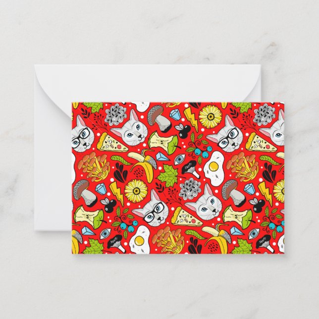 Carte De Correspondance Chat et oeuf sur le rouge (Devant)