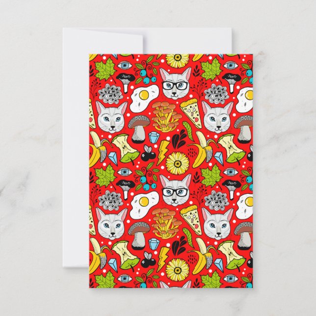 Carte De Correspondance Chat et oeuf sur le rouge (Devant)