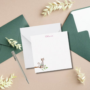 Carte De Correspondance Chat mignon rose amateur de chat aquarelle personn