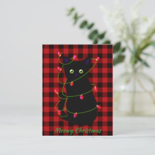 Carte De Correspondance chat noir   Meowy Christmas   étoile scintillante